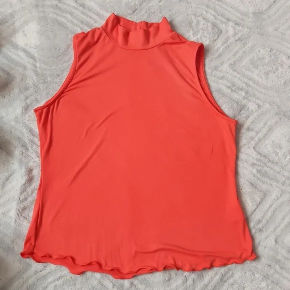 Orange Mock Turtleneck Tank